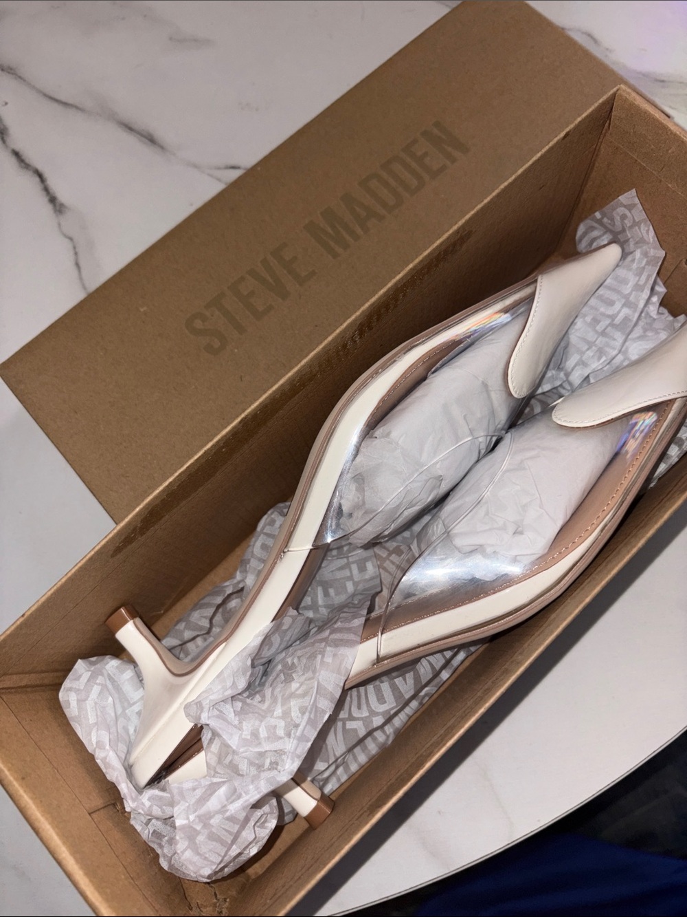 Steve Madden White Pointed Slingback Heels